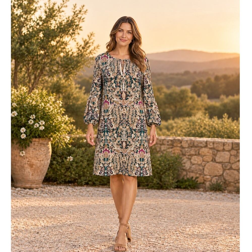 Tommy Hilfiger Fall Paisley Floral Tassel Tie Shift Dress 10 NWT $119 Boho